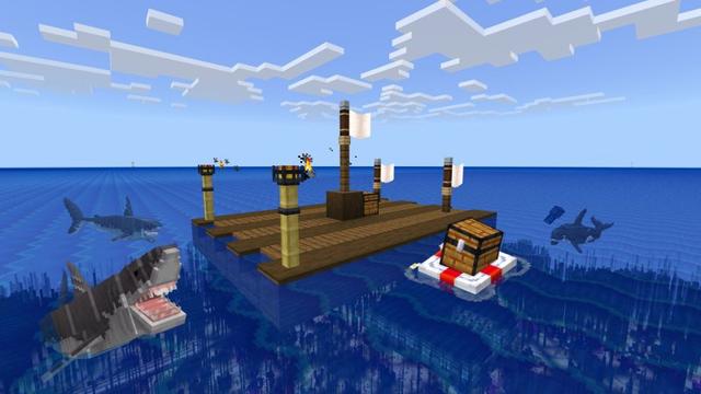 Screenshot of the Minecraft Bedrock Marketplace product Raft Survival 2 created by G2Crafted.