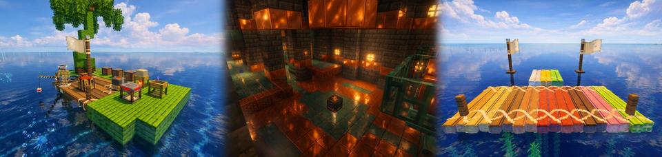 Panorama of the Minecraft Bedrock Marketplace product Raft Survival created by G2Crafted.