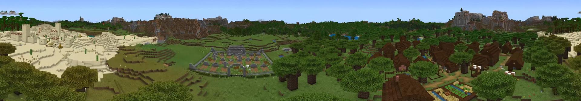 Panorama of the Minecraft Bedrock Marketplace product Village Quest Biome Edition created by G2Crafted.
