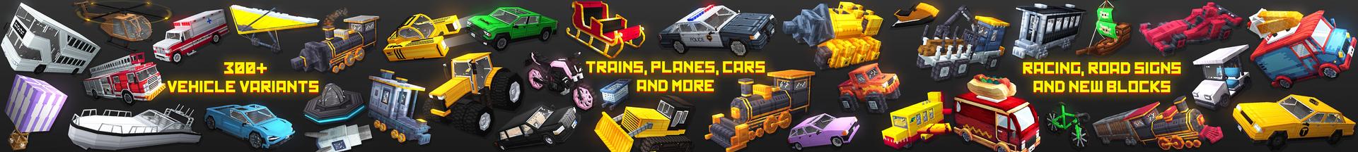 Panorama of the Minecraft Bedrock Marketplace product More Vehicles Add-On created by Gamefam.