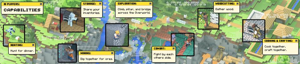 Panorama of the Minecraft Bedrock Marketplace product AI Players Add-On created by Gamemode One.