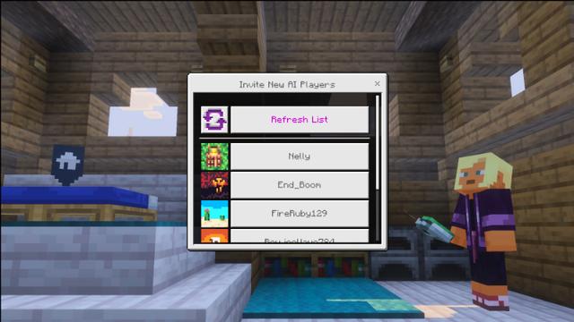 Screenshot of the Minecraft Bedrock Marketplace product AI Players Add-On created by Gamemode One.