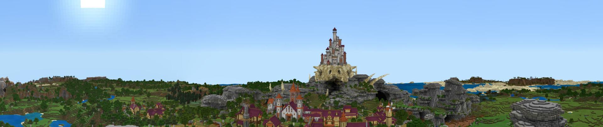 Panorama of the Minecraft Bedrock Marketplace product Dragon Town created by Gearblocks.