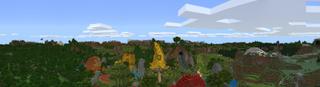 Panorama of the Minecraft Bedrock Marketplace product Fruit Village created by Gearblocks.