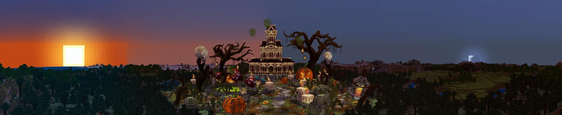 Panorama of the Minecraft Bedrock Marketplace product Hallowen Secret Base created by Gearblocks.