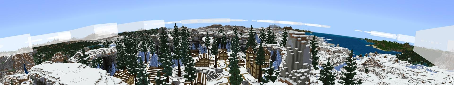 Panorama of the Minecraft Bedrock Marketplace product Ice Cave created by Gearblocks.