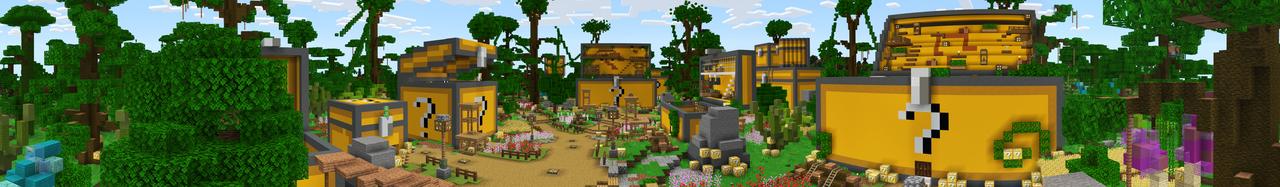 Panorama of the Minecraft Bedrock Marketplace product Jungle Chest City created by Gearblocks.