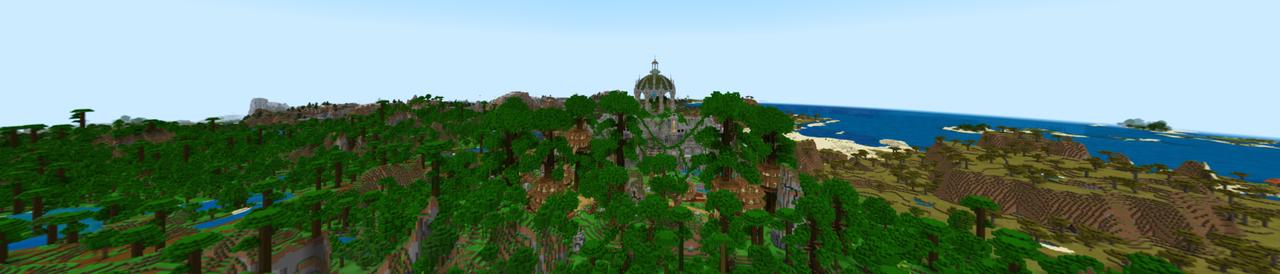Panorama of the Minecraft Bedrock Marketplace product Jungle Town created by Gearblocks.