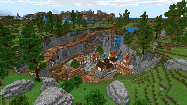 Screenshot of the Minecraft Bedrock Marketplace product Miner Town created by Gearblocks.
