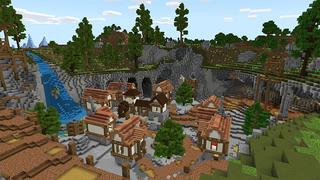 Screenshot of the Minecraft Bedrock Marketplace product Miner Town created by Gearblocks.