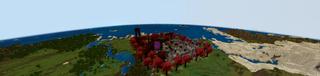 Panorama of the Minecraft Bedrock Marketplace product Nether Village created by Gearblocks.