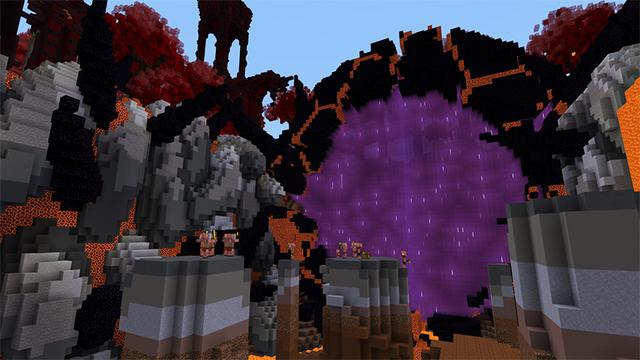 Screenshot of the Minecraft Bedrock Marketplace product Nether Village created by Gearblocks.