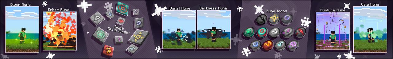 Panorama of the Minecraft Bedrock Marketplace product Rune Spells created by Gearblocks.