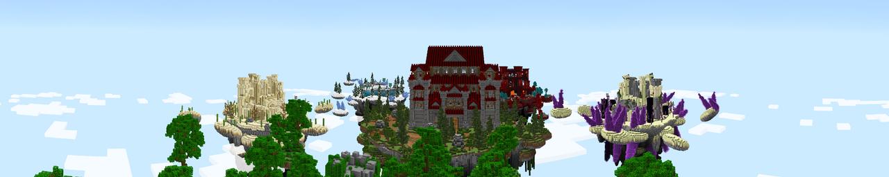 Panorama of the Minecraft Bedrock Marketplace product Sky Castles created by Gearblocks.