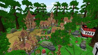 Screenshot of the Minecraft Bedrock Marketplace product TNT Village created by Gearblocks.