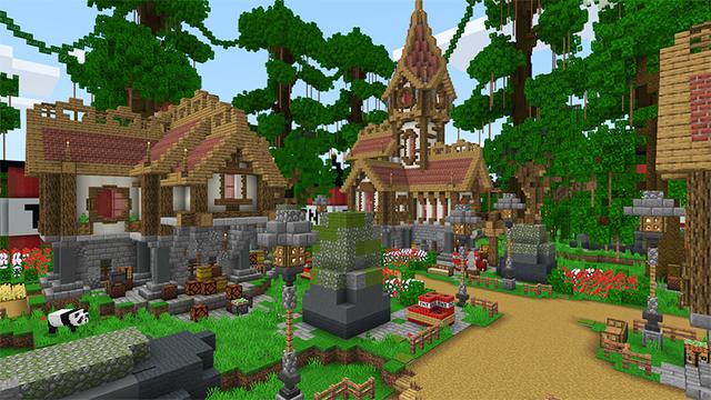 Screenshot of the Minecraft Bedrock Marketplace product TNT Village created by Gearblocks.