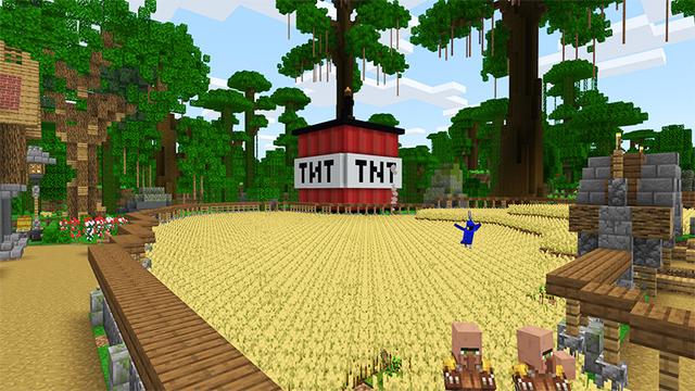 Screenshot of the Minecraft Bedrock Marketplace product TNT Village created by Gearblocks.