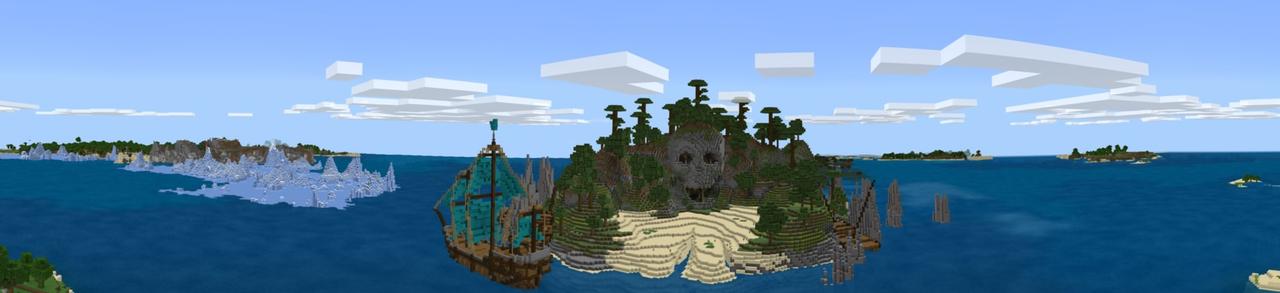 Panorama of the Minecraft Bedrock Marketplace product Treasure Island created by Gearblocks.