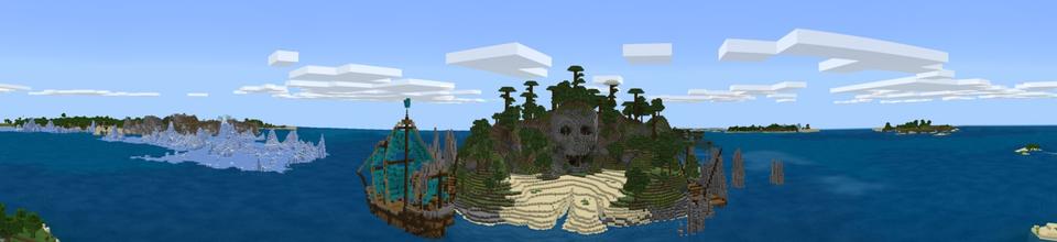 Panorama of the Minecraft Bedrock Marketplace product Treasure Island created by Gearblocks.