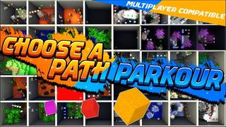 Thumbnail of the Minecraft Bedrock Marketplace product Escolhe um Caminho Parkour created by Giggle Block Studios.