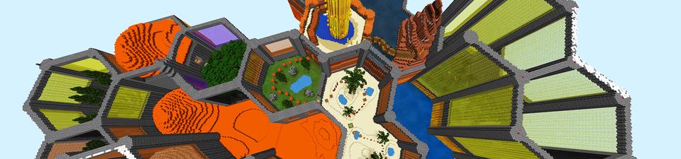 Panorama of the Minecraft Bedrock Marketplace product Hexagon Parkour created by Giggle Block Studios.
