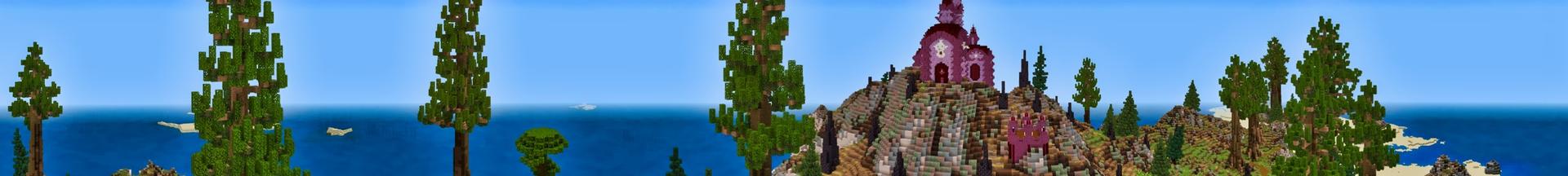 Panorama of the Minecraft Bedrock Marketplace product Hillside Castle created by Giggle Block Studios.