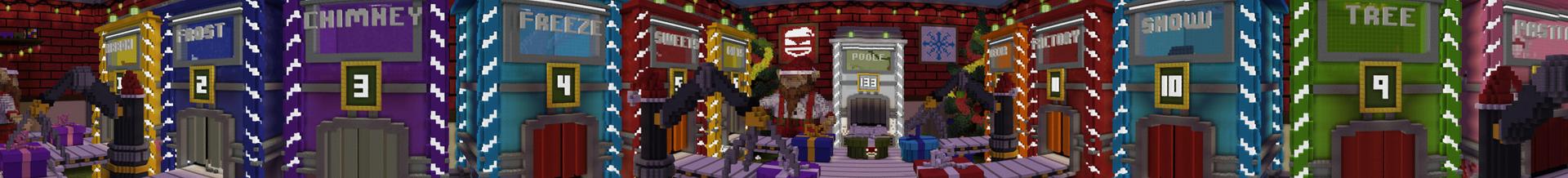 Panorama of the Minecraft Bedrock Marketplace product Holiday Droppers created by Giggle Block Studios.