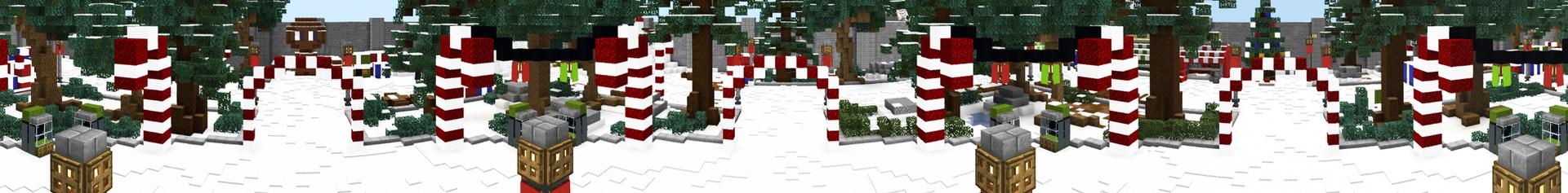 Panorama of the Minecraft Bedrock Marketplace product Holiday Find Da Button created by Giggle Block Studios.