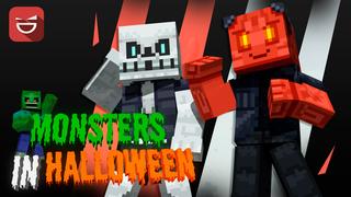 Thumbnail of the Minecraft Bedrock Marketplace product Monsters in Halloween created by Giggle Block Studios.