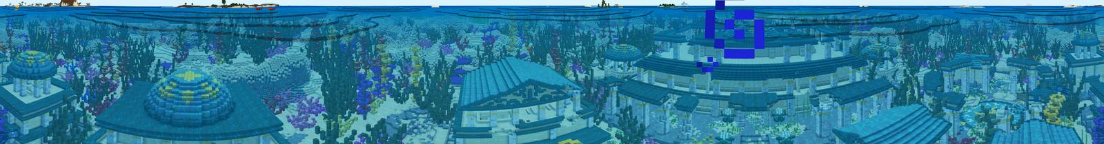 Panorama of the Minecraft Bedrock Marketplace product Ocean Temple Spawn created by Giggle Block Studios.