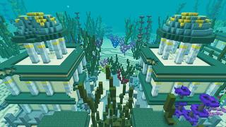 Screenshot of the Minecraft Bedrock Marketplace product Ocean Temple Spawn created by Giggle Block Studios.