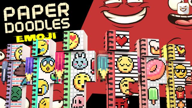 Thumbnail of the Minecraft Bedrock Marketplace product Paper Doodles: Emoji created by Giggle Block Studios.