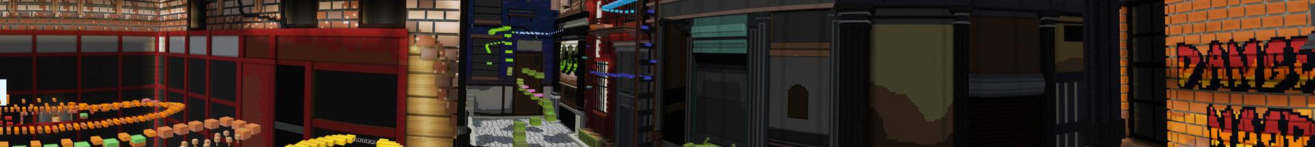 Panorama of the Minecraft Bedrock Marketplace product Parkour Alley created by Giggle Block Studios.