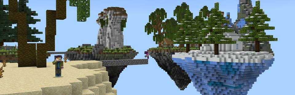 Panorama of the Minecraft Bedrock Marketplace product Skyblock Find The Button created by Giggle Block Studios.