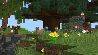 Screenshot of the Minecraft Bedrock Marketplace product Skyblock Find The Button created by Giggle Block Studios.