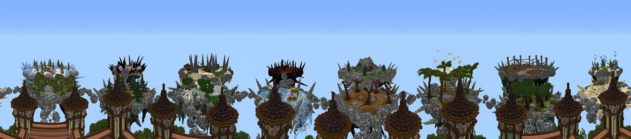 Panorama of the Minecraft Bedrock Marketplace product Skyblock Mayhem created by Giggle Block Studios.