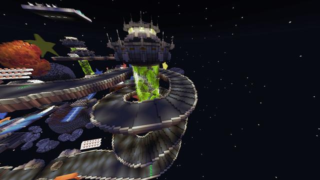 Screenshot of the Minecraft Bedrock Marketplace product Space Racers created by Giggle Block Studios.