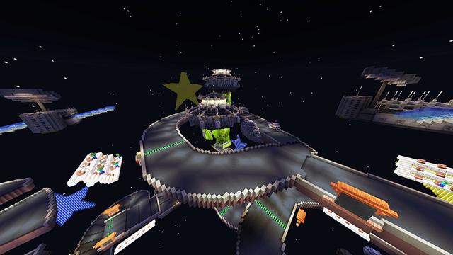 Screenshot of the Minecraft Bedrock Marketplace product Space Racers created by Giggle Block Studios.