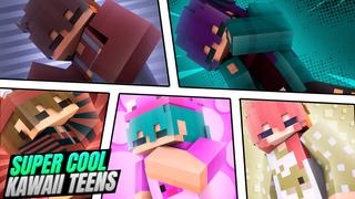 Thumbnail of the Minecraft Bedrock Marketplace product Super Cool Kawaii Teens created by Giggle Block Studios.