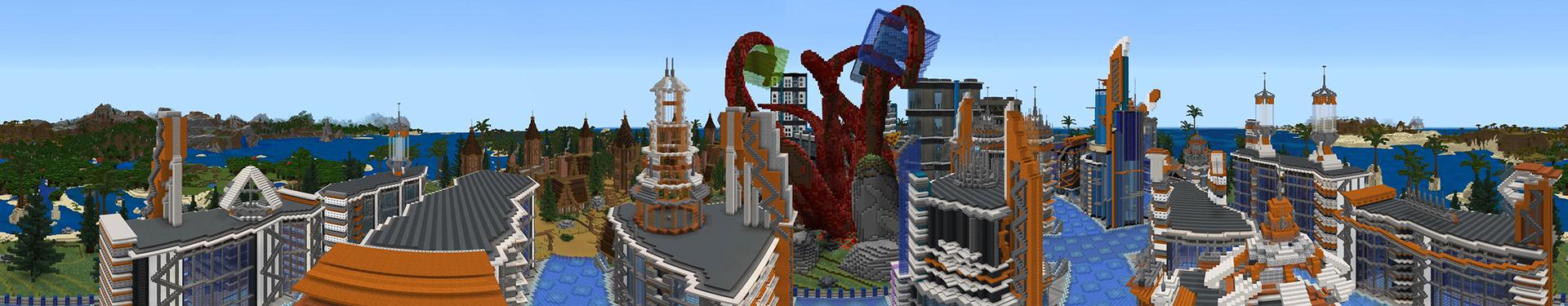 Panorama of the Minecraft Bedrock Marketplace product Time Free City created by Giggle Block Studios.