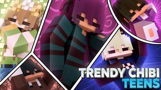 Thumbnail of the Minecraft Bedrock Marketplace product Trendy Chibi Teens created by Giggle Block Studios.