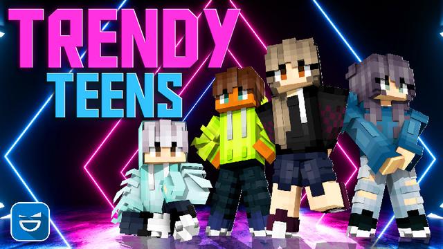 Thumbnail of the Minecraft Bedrock Marketplace product Trendy Teens created by Giggle Block Studios.