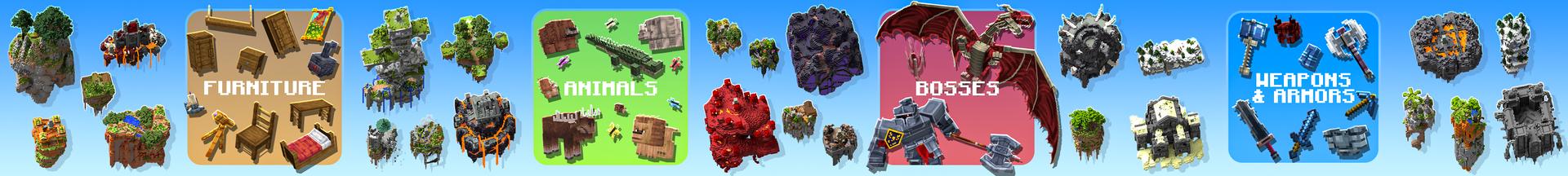 Panorama of the Minecraft Bedrock Marketplace product Infinity Skyblock created by Glorious Studios.