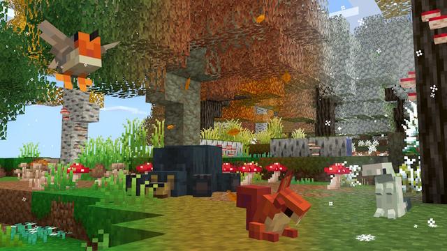 Screenshot of the Minecraft Bedrock Marketplace product SEASONS Add-On: Biomes, Animals & More! created by Glorious Studios.