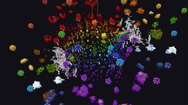 Screenshot of the Minecraft Bedrock Marketplace product Rainbow Skyblock created by Glowfischdesigns.
