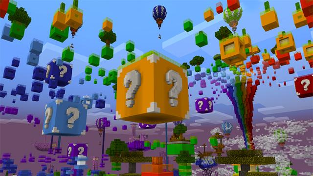 Screenshot of the Minecraft Bedrock Marketplace product Rainbow Skyblock created by Glowfischdesigns.