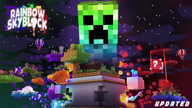 Thumbnail of the Minecraft Bedrock Marketplace product Rainbow Skyblock created by Glowfischdesigns.