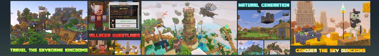 Panorama of the Minecraft Bedrock Marketplace product Skyborne Kingdoms Add-On created by Glowfischdesigns.