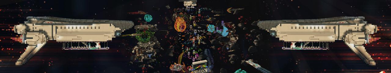 Panorama of the Minecraft Bedrock Marketplace product Space Parkour created by Glowfischdesigns.