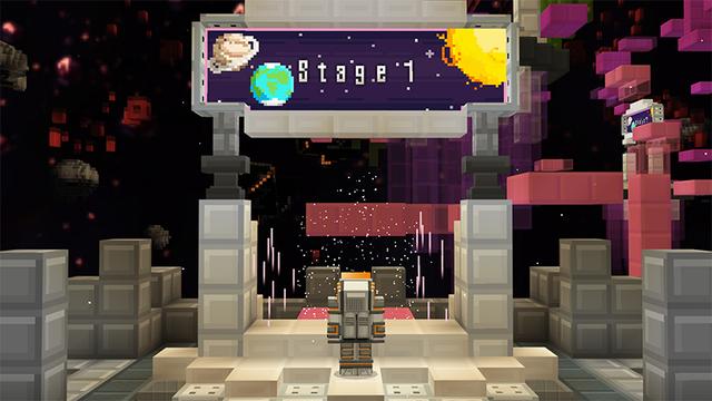 Screenshot of the Minecraft Bedrock Marketplace product Space Parkour created by Glowfischdesigns.